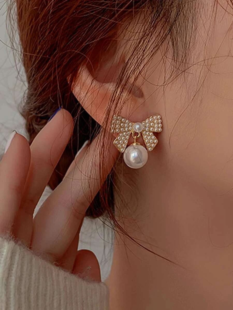 Faux Pearl Bow Decor Drop Earrings
   SKU: swear18210406871      
          (2946 Reviews)
      ... | SHEIN