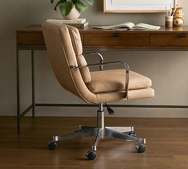 Jace Leather Swivel Desk Chair | Pottery Barn (US)