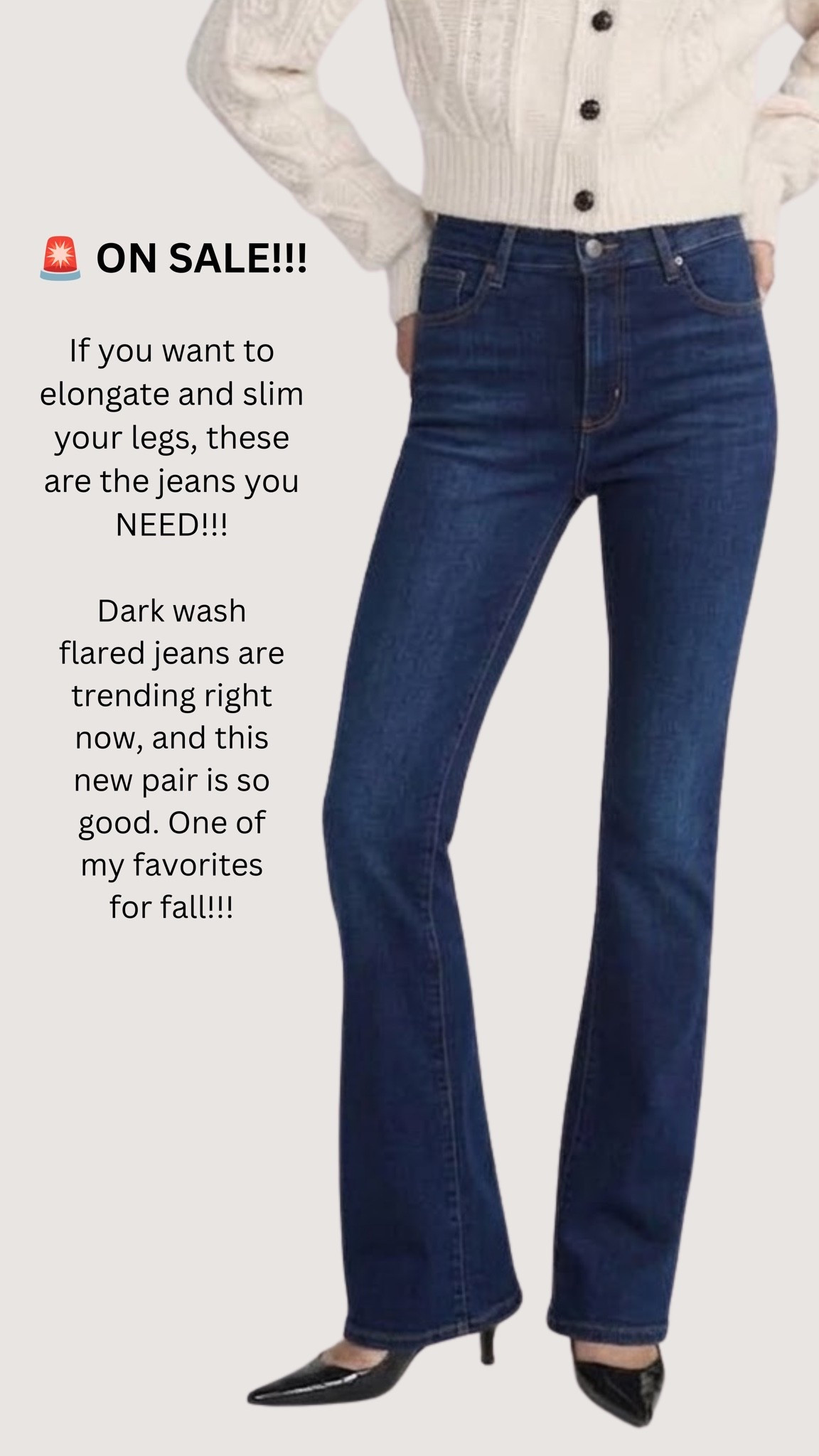 🚨SALE ALERT! 

I am in love with these ultra flattering jeans!!! If you want to elongate and slim your legs, these are the jeans you NEED!!!

 Runs true to size