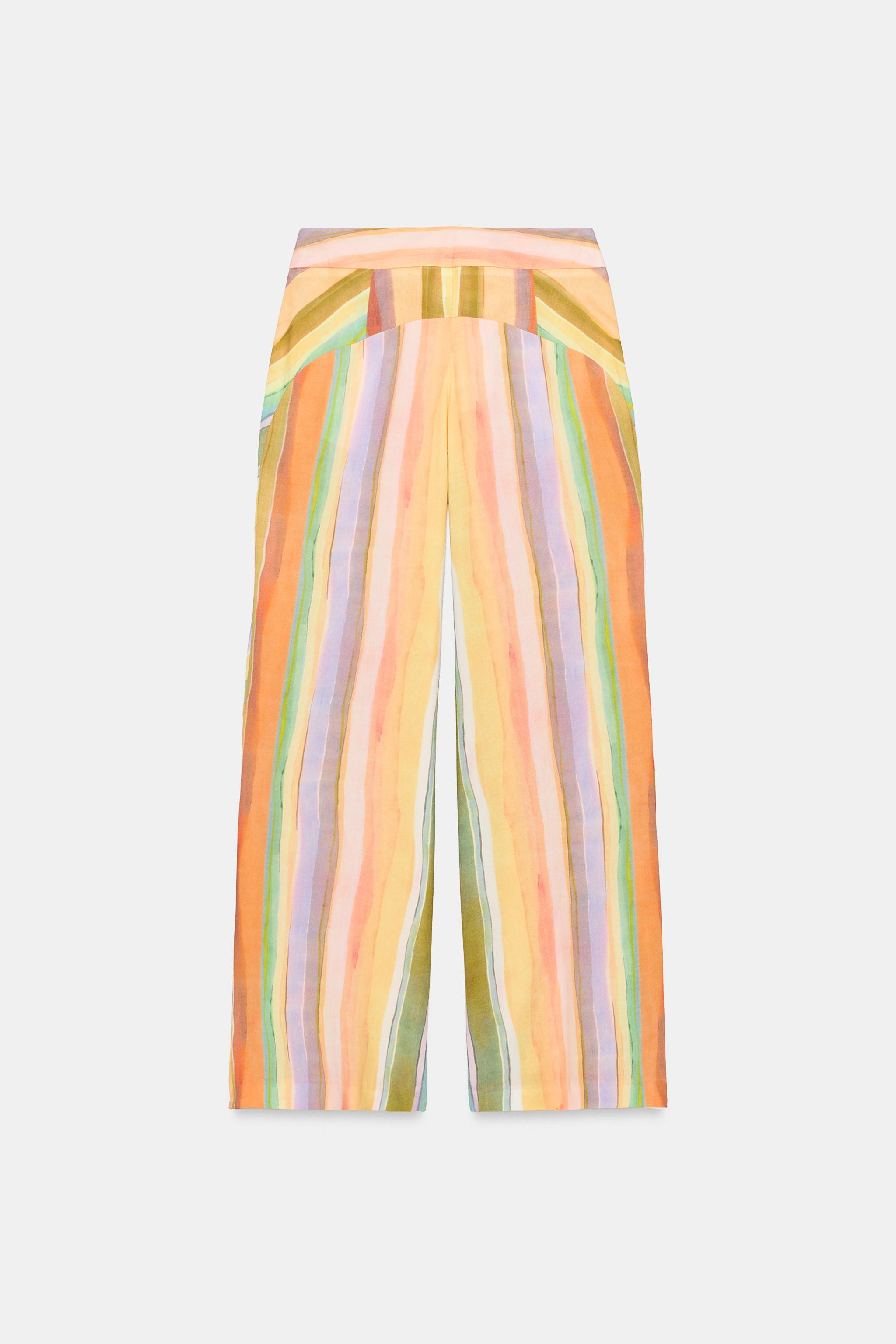 STRIPED WIDE LEG PANTS | Zara US
