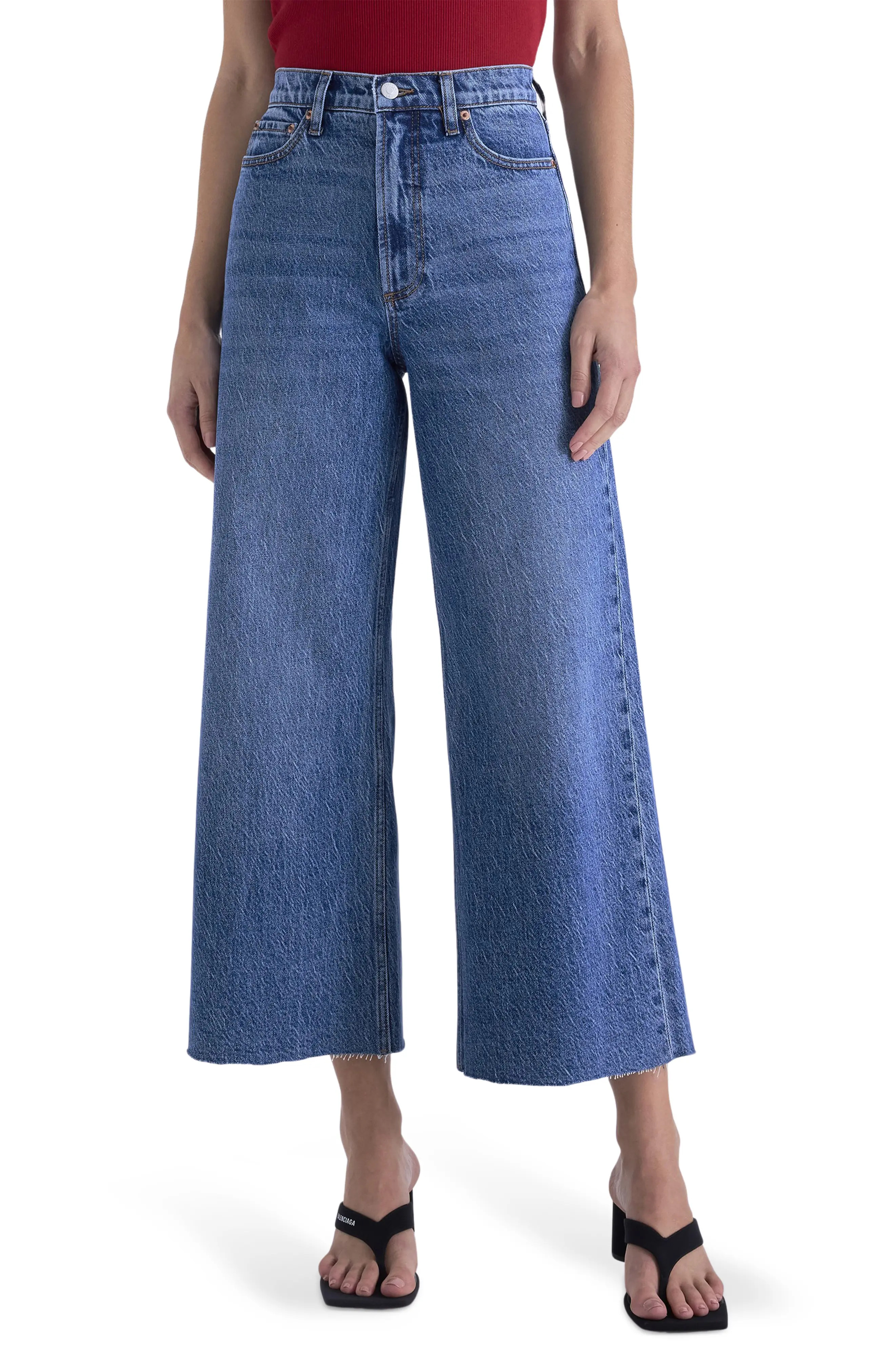 Pistola Lana Raw Hem High Waist Ankle Wide Leg Jeans (Women) | Nordstrom | Nordstrom