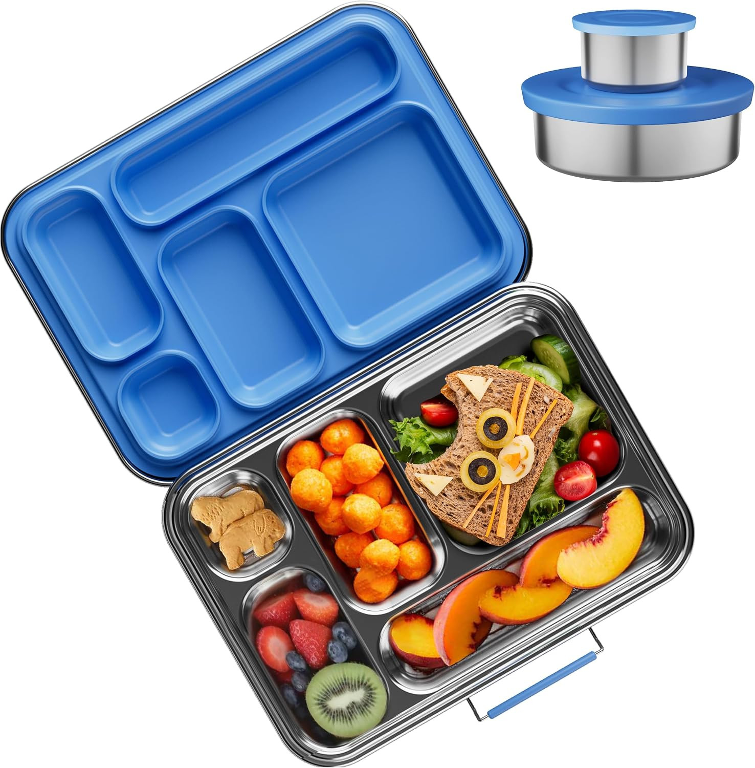 Stainless Steel Bento Box Kids, Kids Metal Bento Lunch Box BPA Free Lunch Box Containers 304 Stainless Steel Bento Box for School and Office(Bule) | Amazon (US)