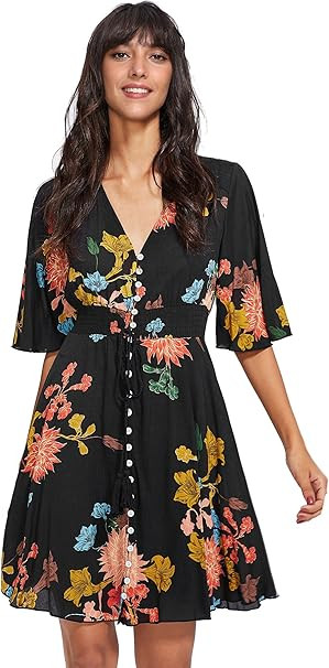 Milumia Women's Boho Button Up Split Floral Print Flowy Party Dress | Amazon (US)
