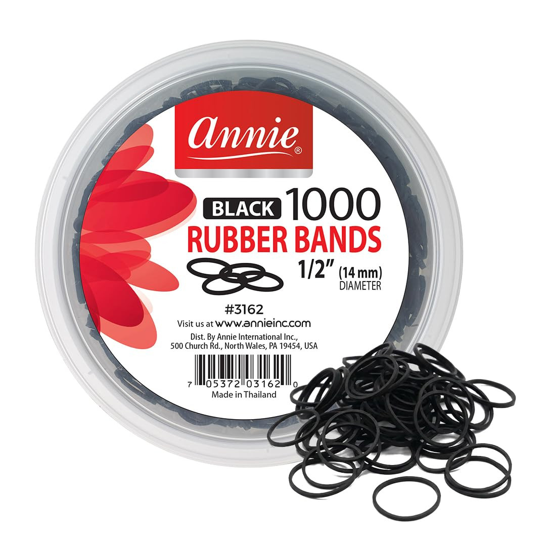 ANNIE 1000 Black Mini Rubber Bands – 1/2″ Durable Elastic Hair & Braiding Bands (Secure, Stre... | Amazon (US)