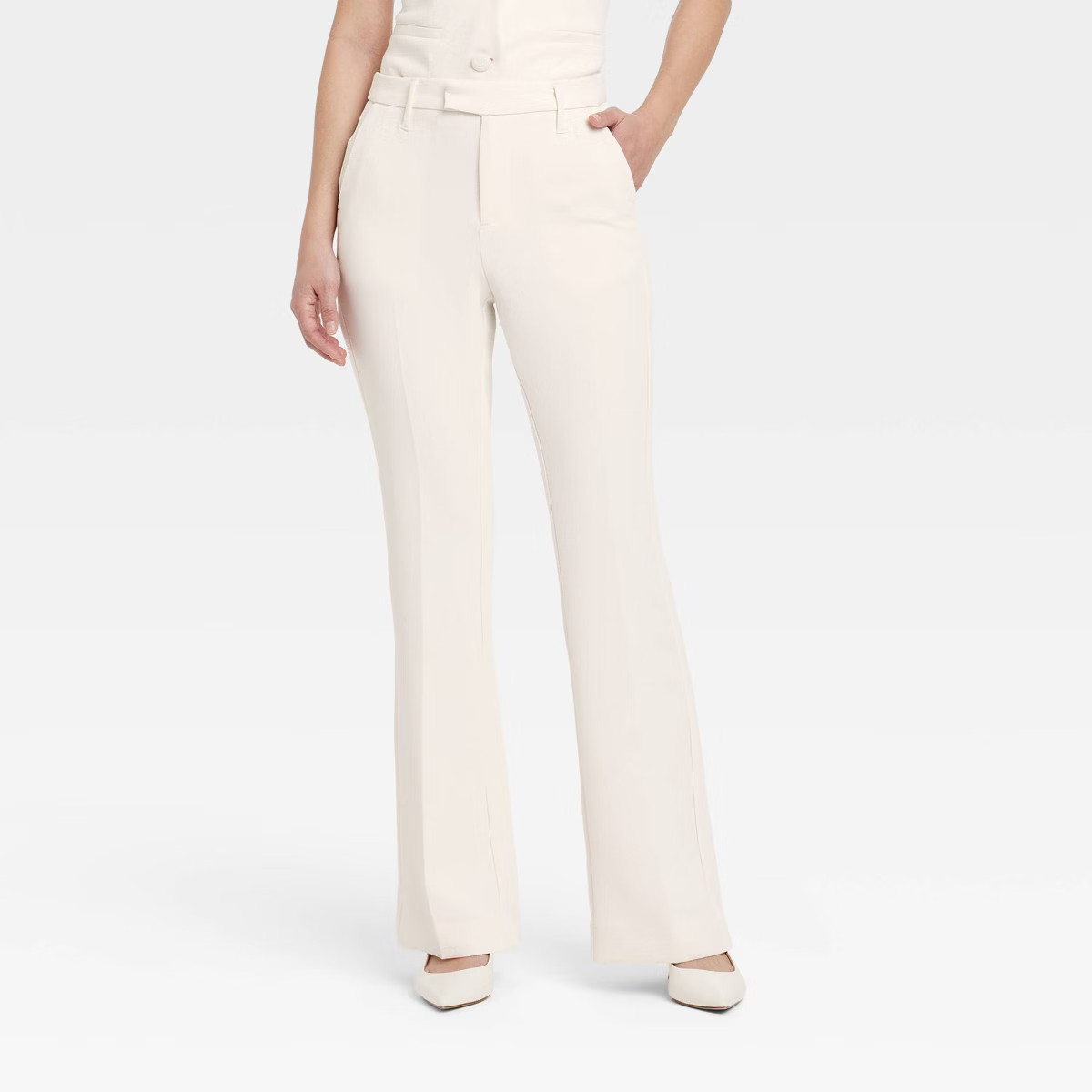 Women's Signature Crepe Flare Trouser - A New Day™ Cream | Target