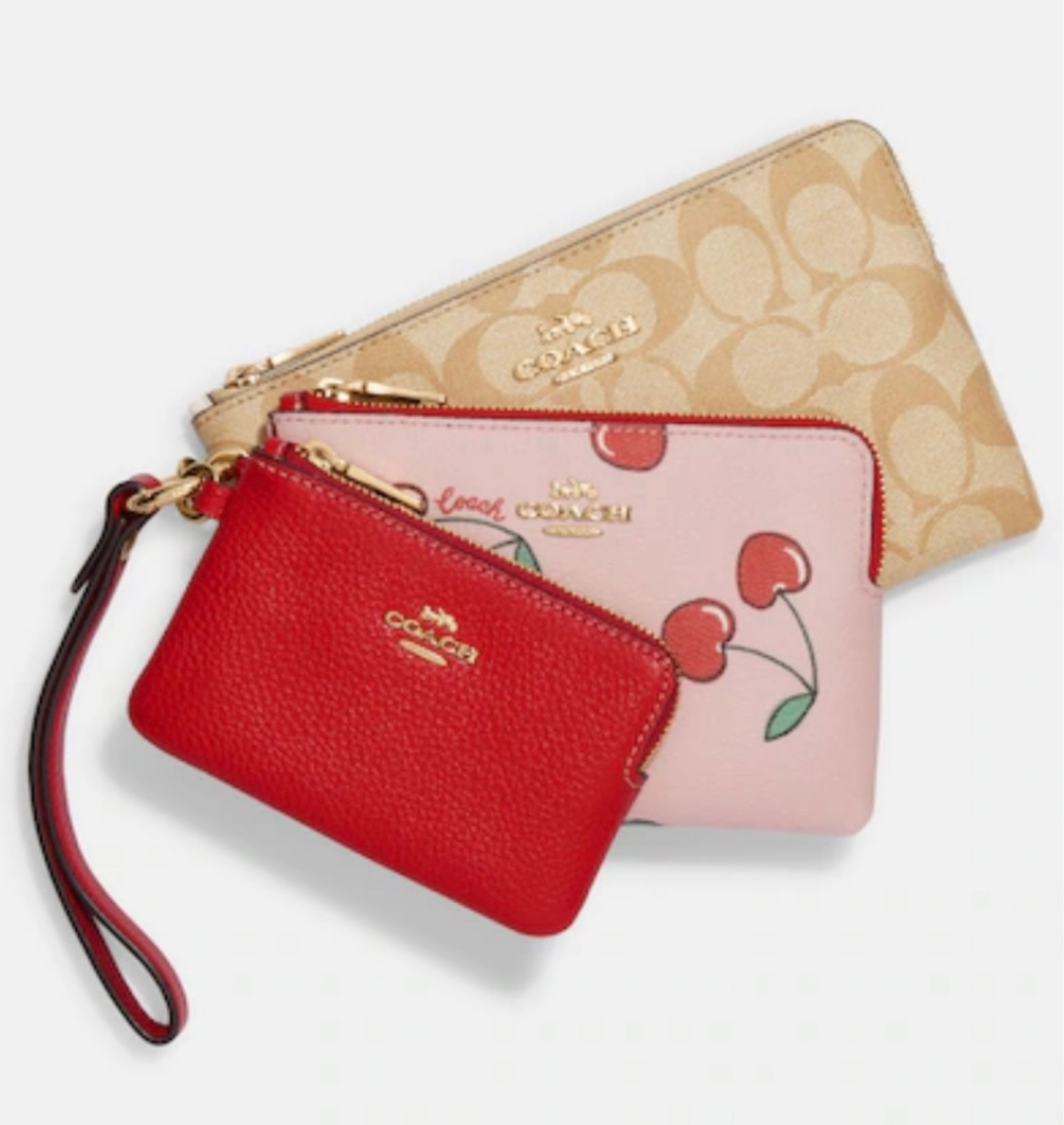 #coachbestseller Coach new arrival Coach Cherry heart print wristlets trio #coachbag #cherryprint #coachcherryprint corner zip wristlet 

#LTKitbag #LTKsalealert #LTKstyletip