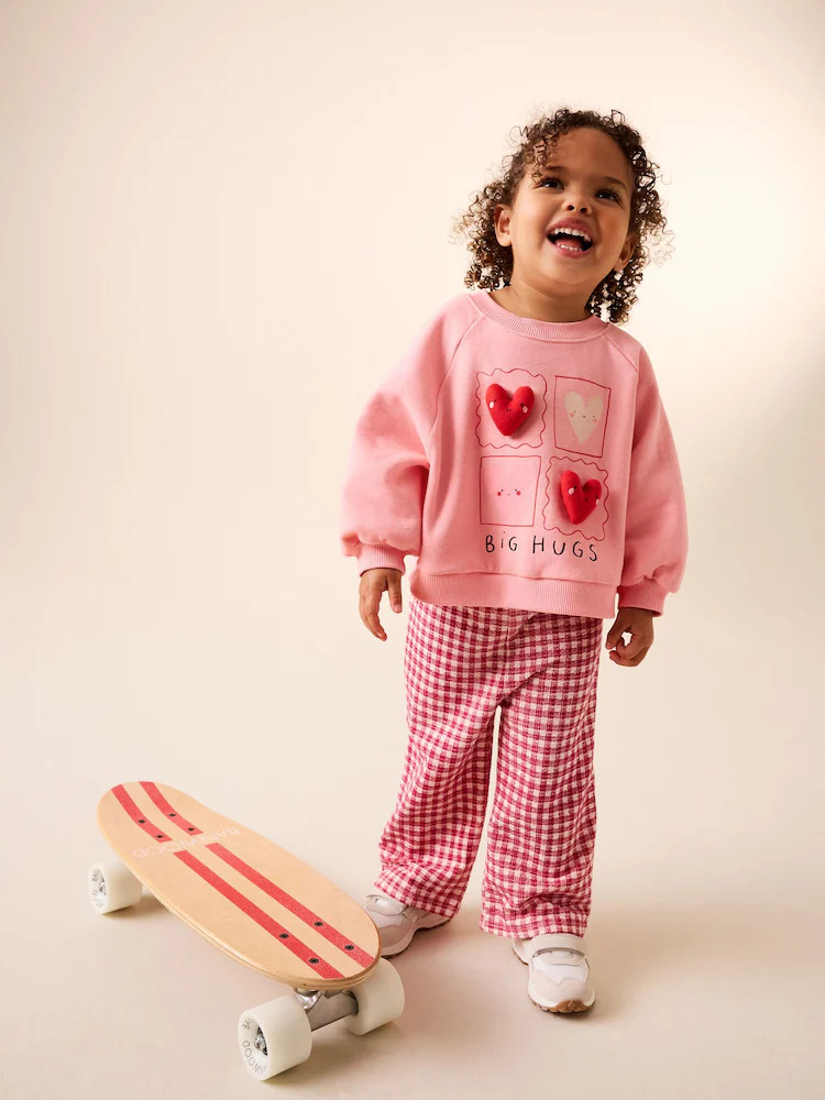 Bright Pink Sweatshirt & Wide Leg Trousers Set (3mths-7yrs) | Next US