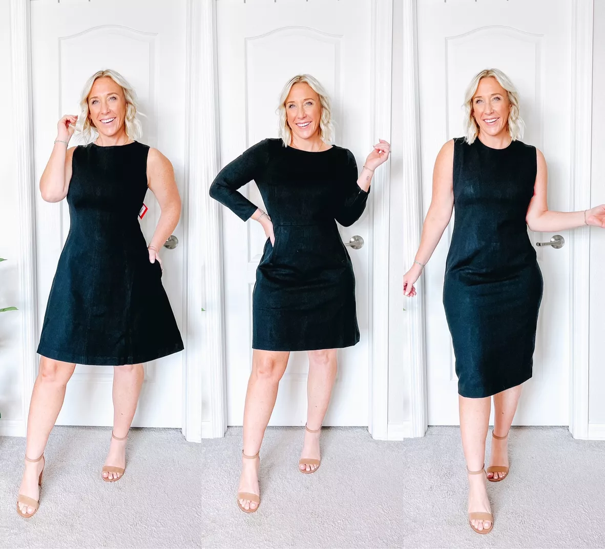 Spanx The Perfect A-line 3/4 Sleeve Dress in Black
