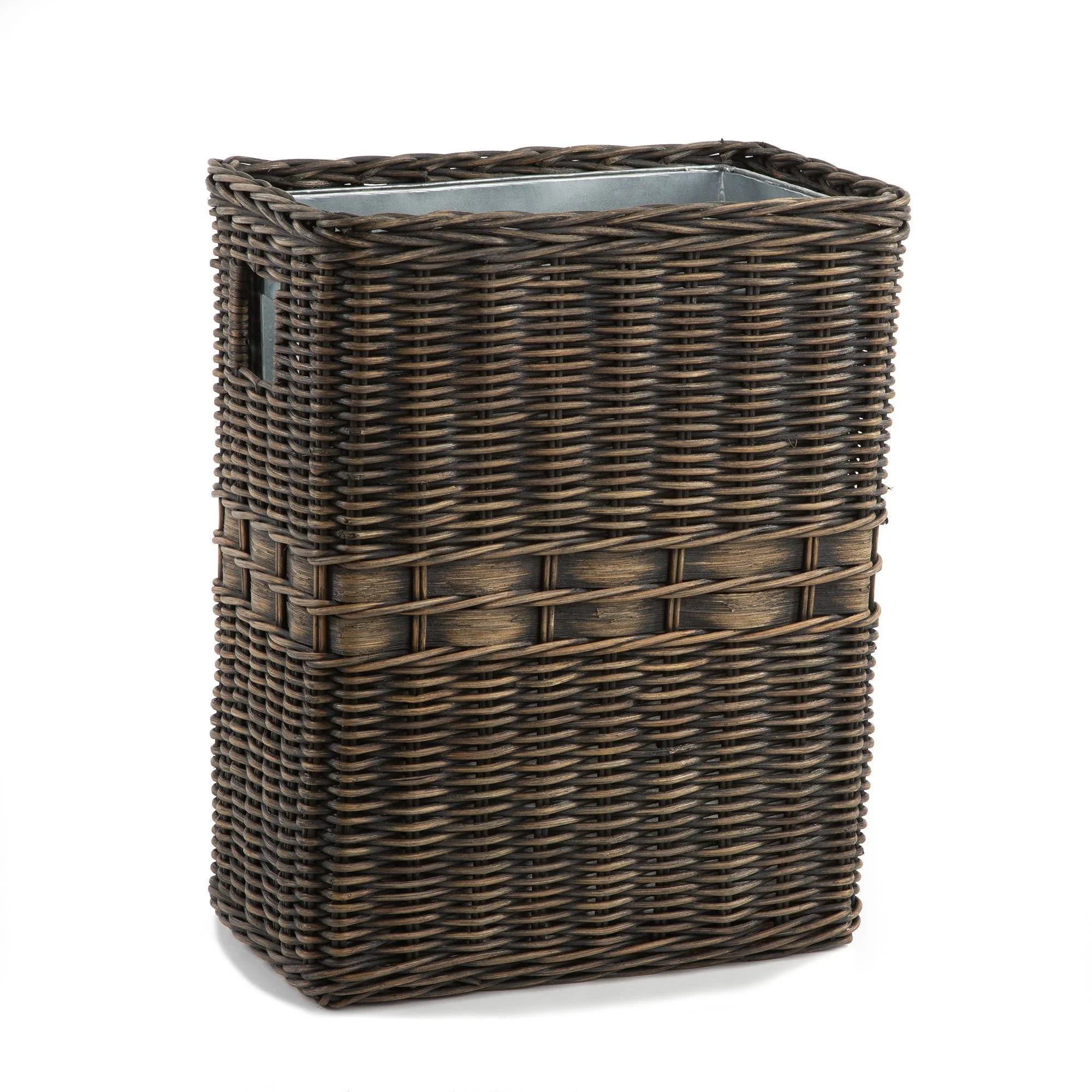 Large Wicker Waste Basket with Metal Liner | The Basket Lady