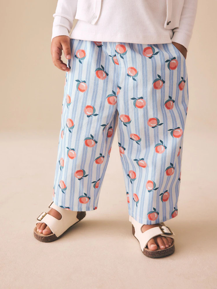 Blue Stripe Peach Print Pullon Trousers (3mths-7yrs) | Next US