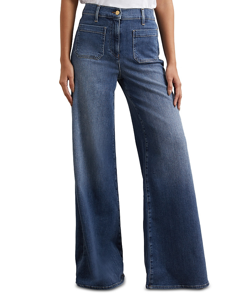 Reiss Bella High Rise Wide Leg Jeans in Mid Blue | Bloomingdale's (US)