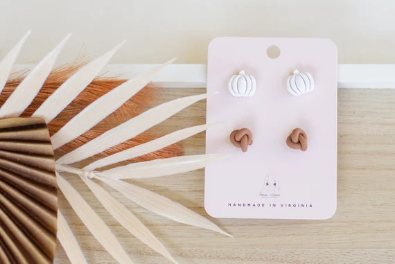 White Pumpkin Studs  Knot Stud Earrings  Fall Studs  Fall - Etsy | Etsy (US)