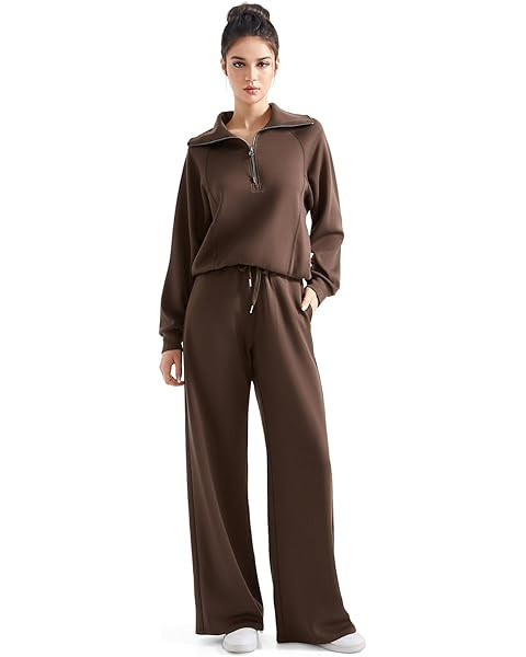 SUUKSESS Women Modal Fall 2 piece outfits Oversized Sweatshirt Wide Leg Pants | Amazon (US)