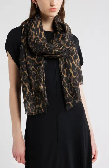 Eyelash Trim Print Cashmere & Silk Wrap | Nordstrom