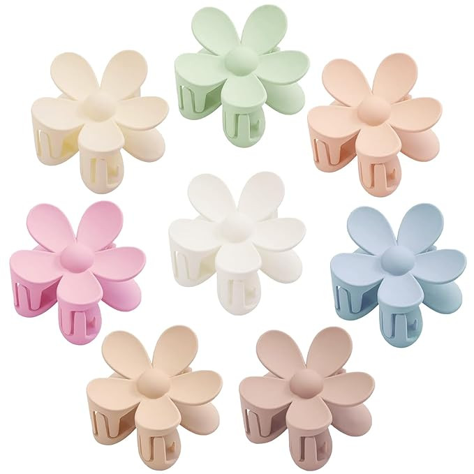 Flower Hair Clips 8PCS, Large Claw Clips for Women Girls Thick Thin Hair, Strong Hold Nonslip Big... | Amazon (US)