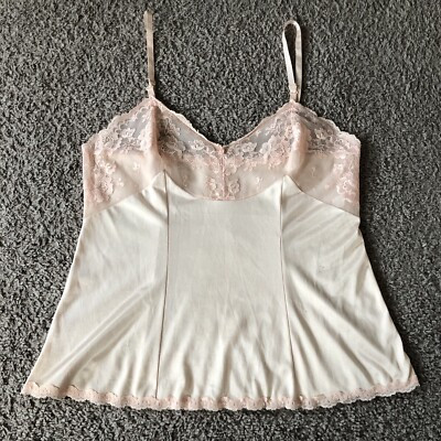Vintage Pink Camisole S/M Lingerie Tank Top Pastel Lace Womens  | eBay | eBay US
