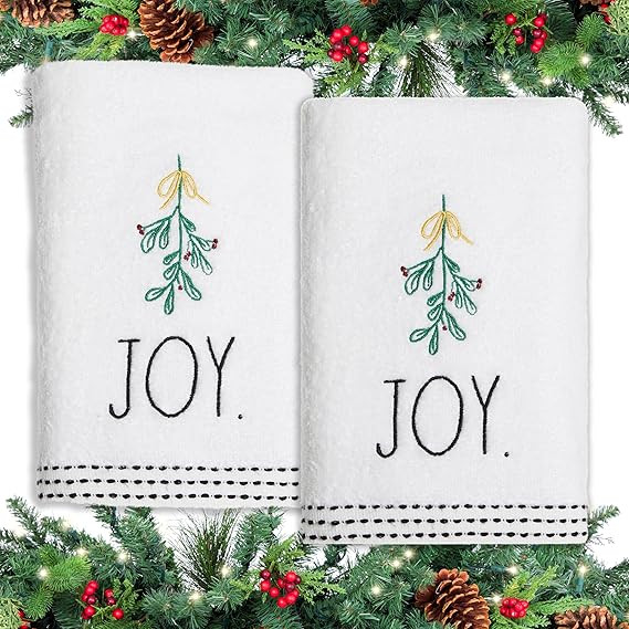 Rae Dunn Hand Towels, Embroidered Decorative Hand Towel for Kitchen and Bathroom, 100% Cotton, Hi... | Amazon (US)