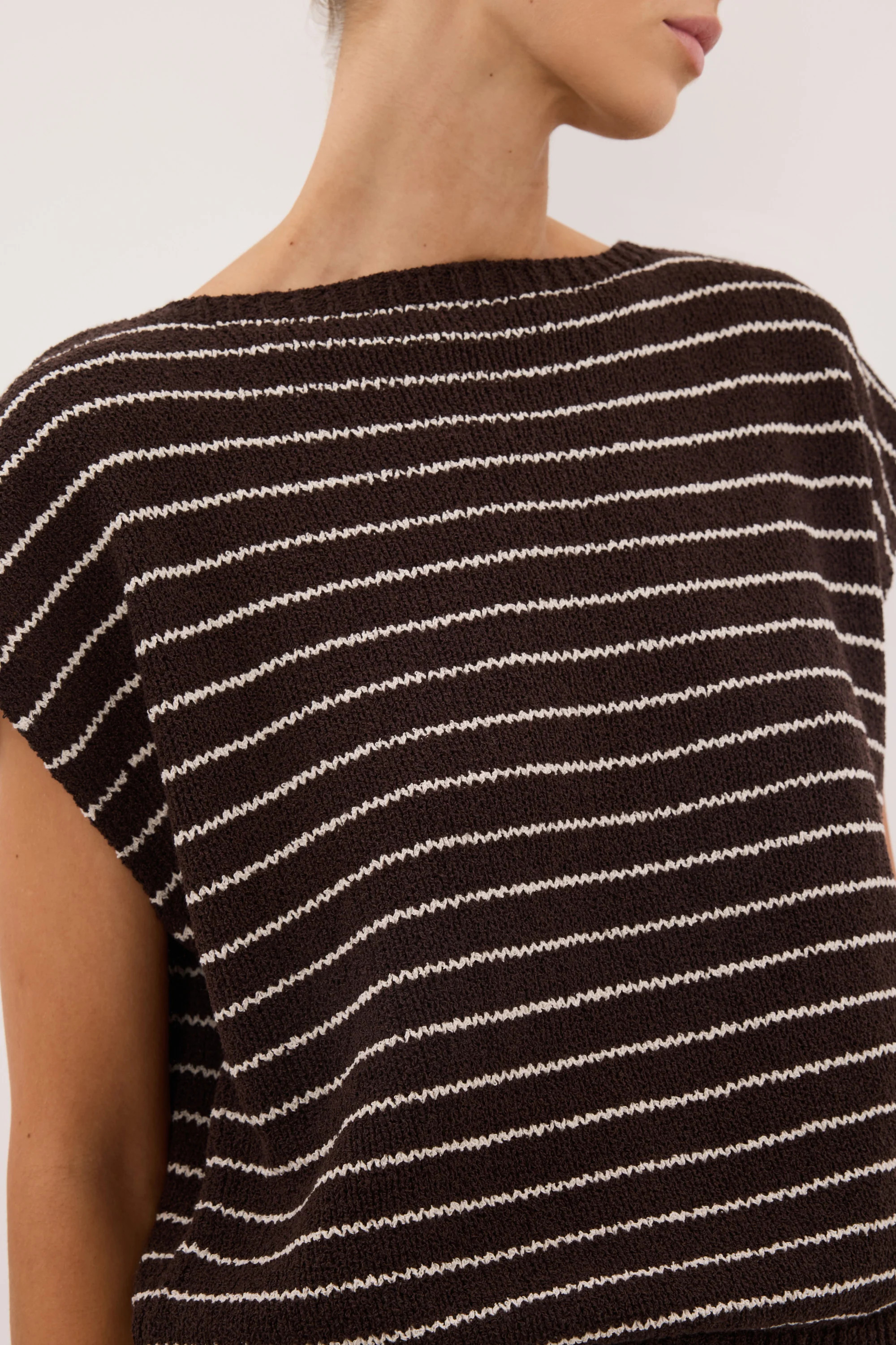 ASPEN CHOC STRIPE KNIT TOP | DISSH