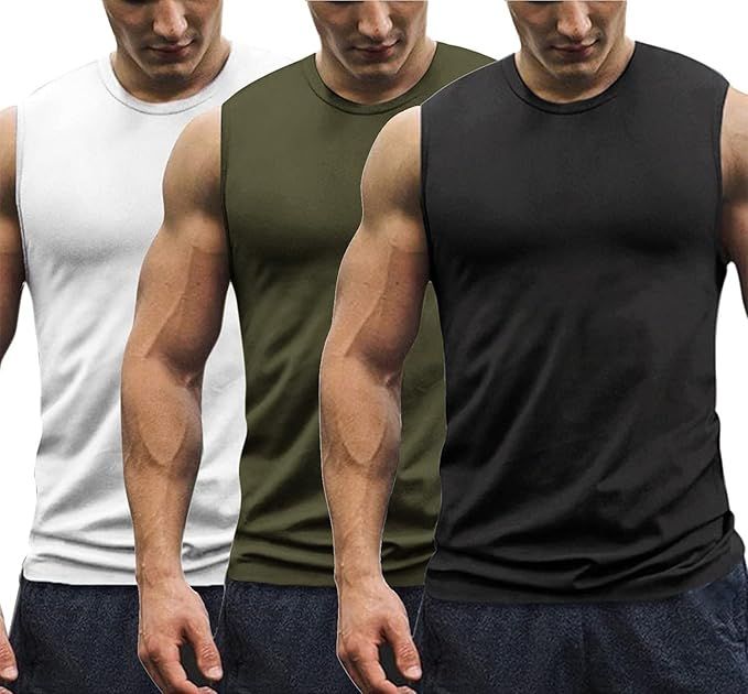 COOFANDY Men's 3 Pack Workout Tank Tops Gym Muscle Tee Bodybuilding Fitness Sleeveless T Shirts | Amazon (US)