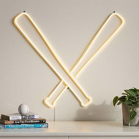 Baseball Bat Neon Wall Light | Pottery Barn Teen