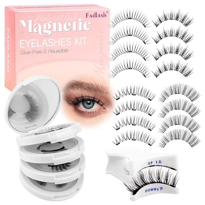 FADLASH Magnetic Eyelashes with Applicator Natural Look Magnetic Lashes Reusable 4 Pairs False Ey... | Amazon (US)