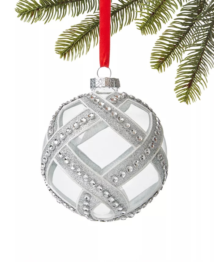 Silver Bells Clear Ball with Silver Beads Ornament, Created for Macy's | Macy's