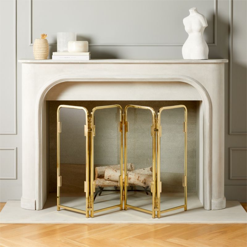 Amos Brass Fireplace Screen + Reviews | CB2 | CB2