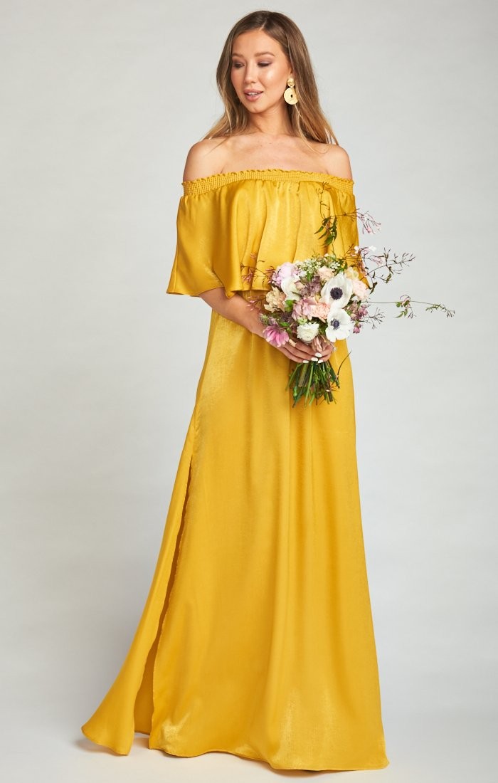 purple and yellow wedding bridesmaid dresses
