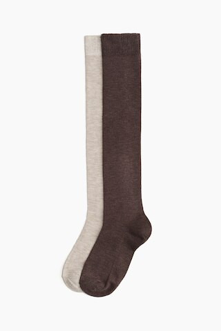 H & M - 2-pack Knee High Socks - Brown | H&M (AU)