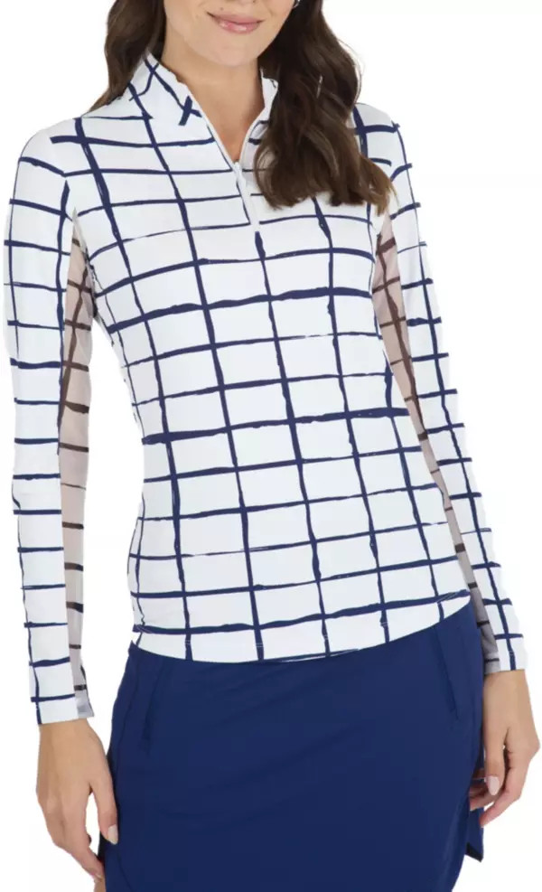 IBKUL Women's Cordova Zip Mock Neck Sun Shirt | Golf Galaxy | Golf Galaxy