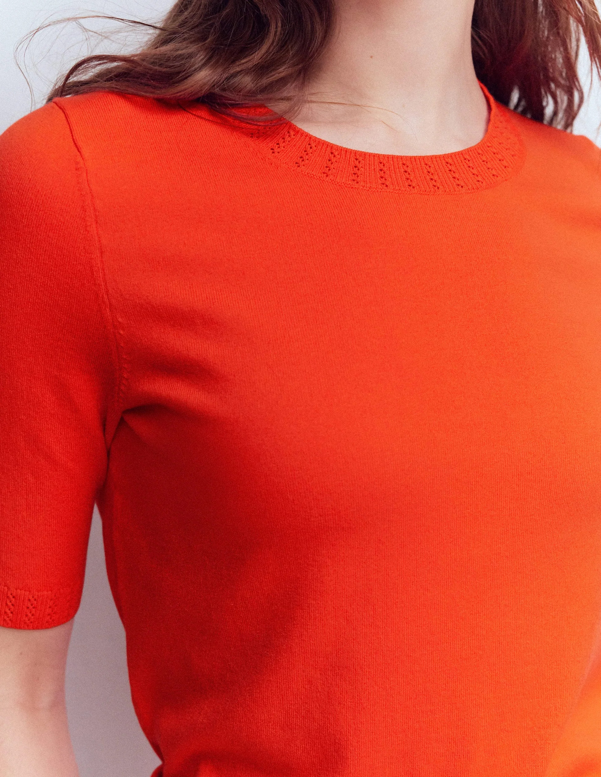 Emilia Cotton Crew T-shirt-Sunset Orange | Boden (US)