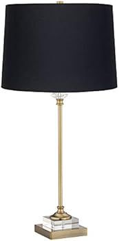 Julia Traditional Buffet Table Lamp Gold Brass Metal Clear Crystal Glass Black Fabric Tapered Drum S | Amazon (US)