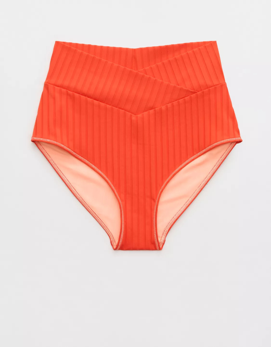Aerie Ribbed High Waisted Full Coverage Bikini Bottom | Aerie