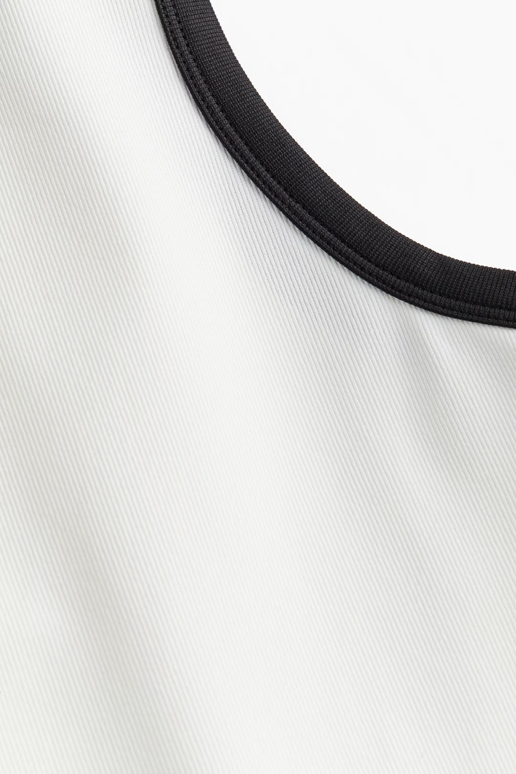 Ribbed Tank Top - Round Neck - Sleeveless - Cream/black - Ladies | H&M US | H&M (US + CA)