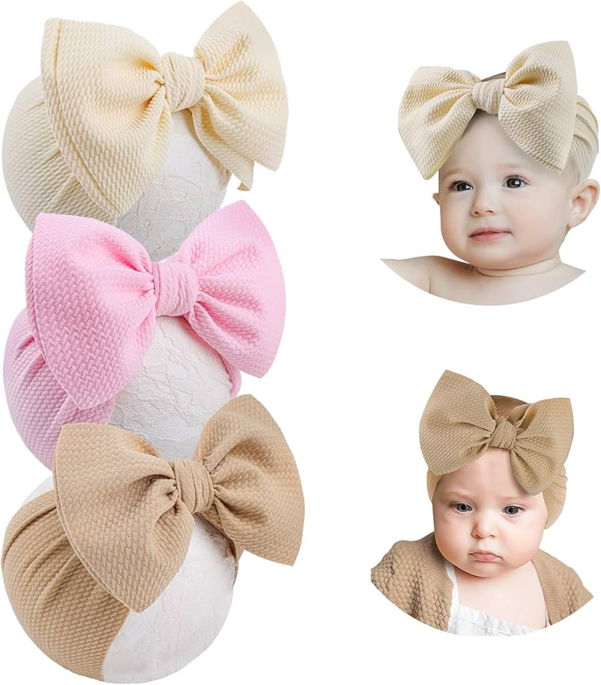 YanJie Big Bows Baby Girls Headbands Soft Stretchy Newborn Bows Infant Toddler Headwrap Hair Acce... | Amazon (US)