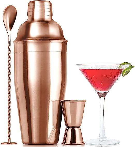 Amazon.com: Large 24 oz Stainless Steel Cocktail Shaker Set - Mixed Drink Shaker - Martini Shaker... | Amazon (US)