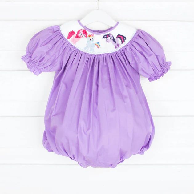 Pony Smocked Purple Bubble | Classic Whimsy