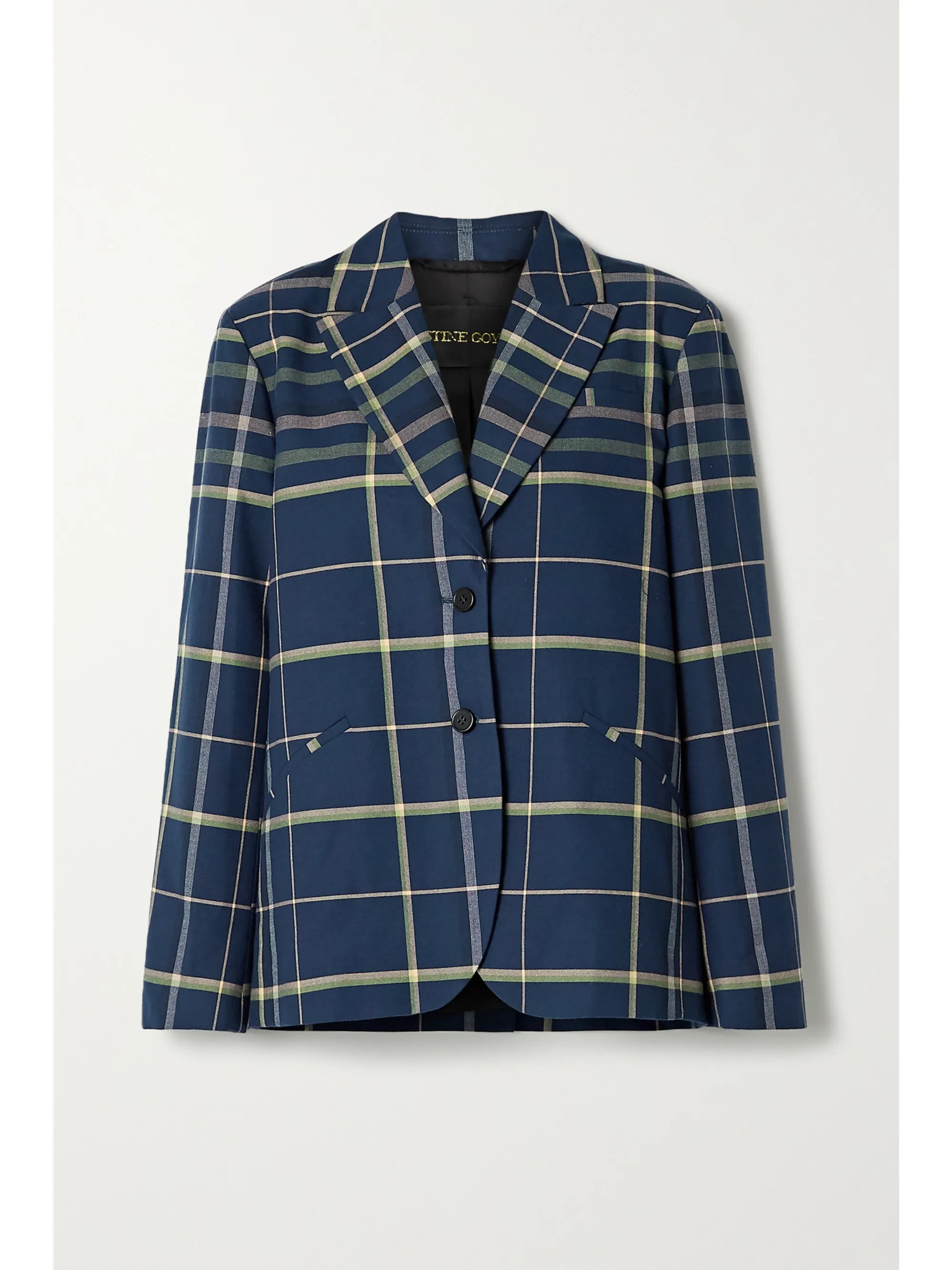 Navy Vina oversized checked cotton blazer | Stine Goya | NET-A-PORTER | NET-A-PORTER (UK & EU)