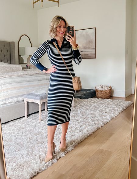 Loft Try On 

I’m crazy for how this knit dress feels on! It’s soft and easy to wear, almost feeling like loungewear. It hugs the body, but doesn’t squeeze. I also like how the collar and contrasting sleeve dresses it up.

Dress Fit: I’m wearing an XSP

#LTKover40 #LTKfindsunder50 #LTKfindsunder100