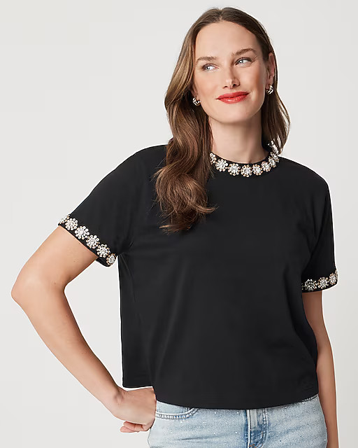Embellished-trim tee | J.Crew Factory