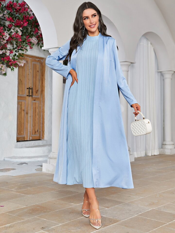 SHEIN Najma Solid Mock Neck Abaya & Dress | SHEIN