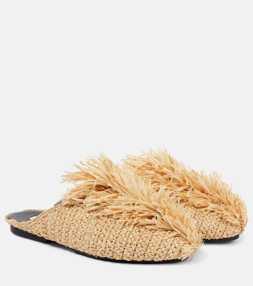 Jil Sander Fringed raffia mules | Mytheresa (US/CA)