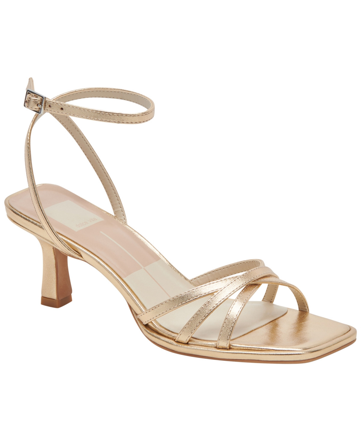 Dolce Vita Women's Manji Strappy Kitten-Heel Sandals - Light Gold Metallic | Macy's