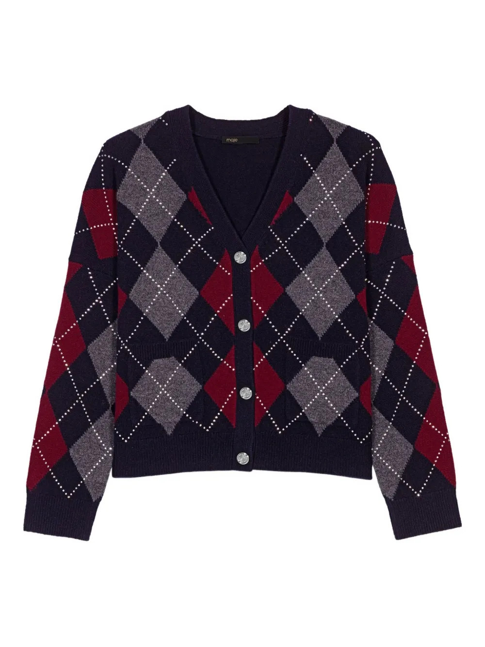 Maje argyle-pattern cardigan - Blue | Farfetch Global