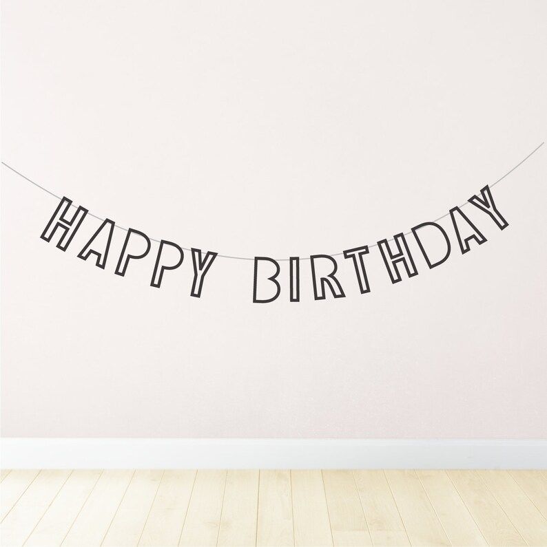 Modern birthday banner w hollow letters, contemporary minimalist style, gender neutral decor | Etsy (US)
