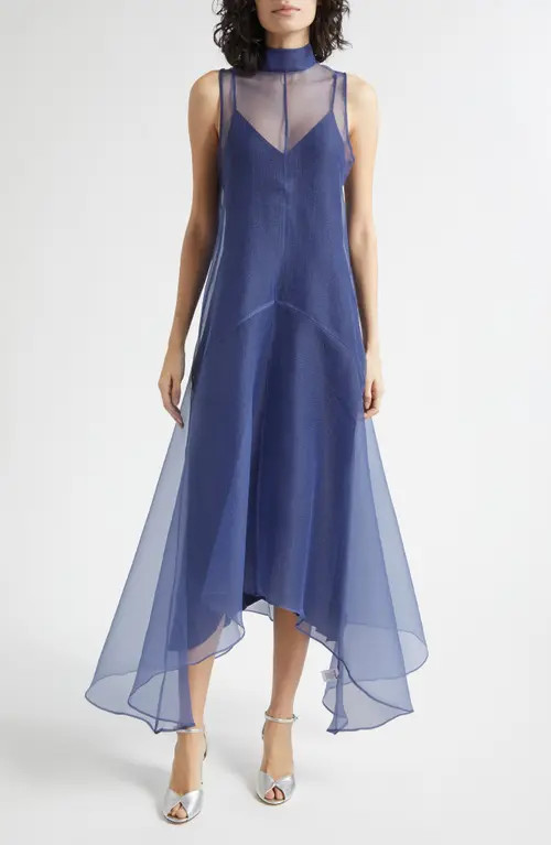 STAUD Auden Sleeveless Chiffon Gown in Navy at Nordstrom, Size Small | Nordstrom