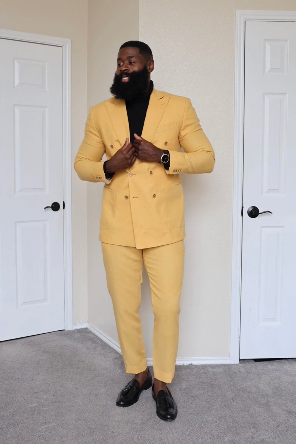 Stand out with this mustard suit and turtleneck combo.

#LTKmens #LTKSeasonal #LTKstyletip