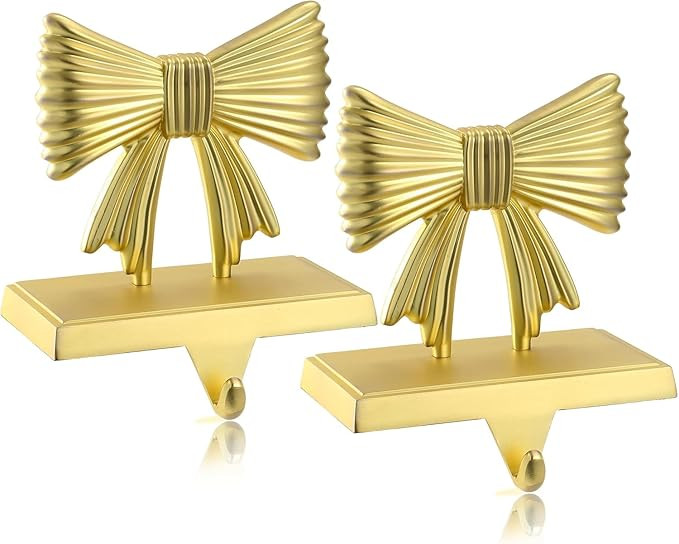 Christmas Stocking Holders Set of 2 - Christmas Stocking Holders for Fireplace- Metal Stocking Ha... | Amazon (US)