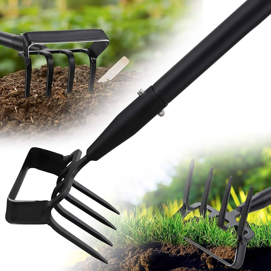 Garden Hoe, 2-in-1 Stirrup Action Hoe with 4-Tine Cultivator Rake, 74 Inch Long Handle Scuffle We... | Amazon (US)