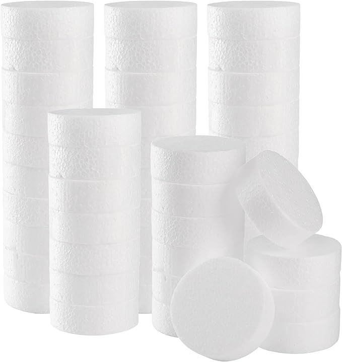 ZOOFOX 48 Pack Foam Circles for Crafts, 3 Inch Polystyrene Foam Discs, Round Craft Foam for DIY A... | Amazon (US)